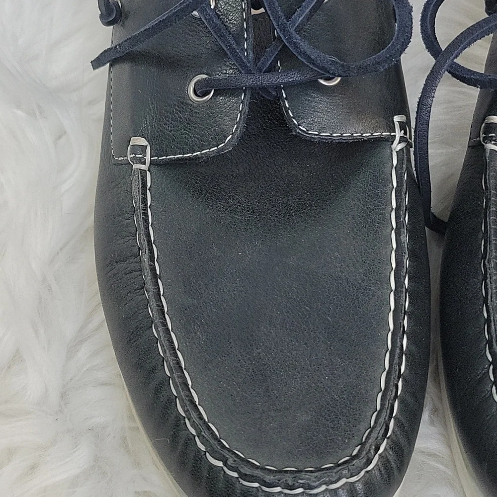 Johnston‎ & Murphy Dark Blue Leather Boat Shoes with Memory Foam Size 10.5 NWOT